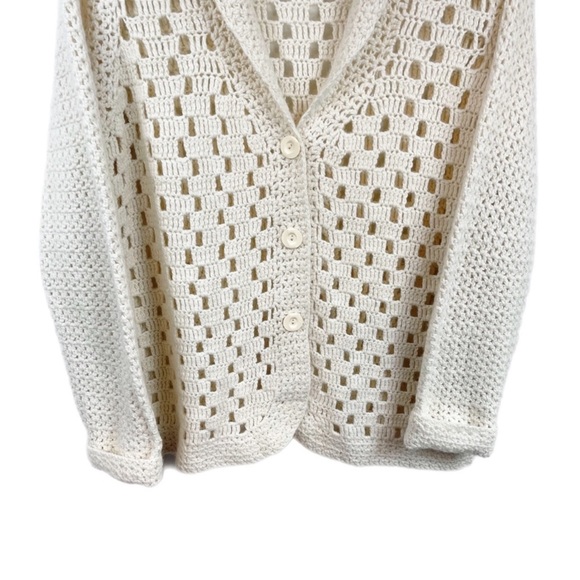 Modern Soul Women’s Acrylic Wool Angora Blend Crochet Cardigan Sweater XL Cream - Picture 3 of 11